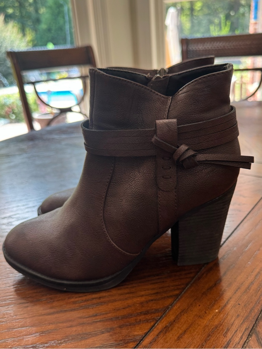 x-appeal Dark Brown Wrap Strap Ankle Booties